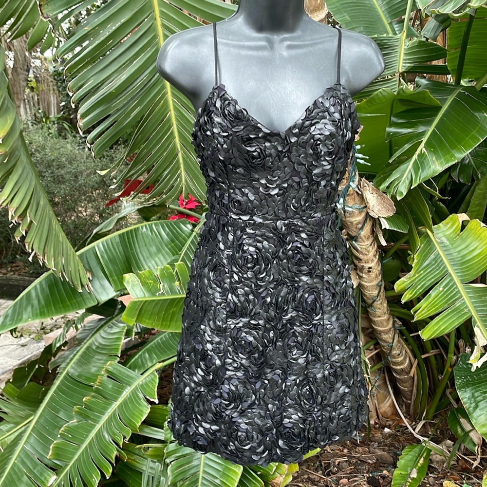 Faux Leather Three-Dimensional, Rosette Dress - image 1